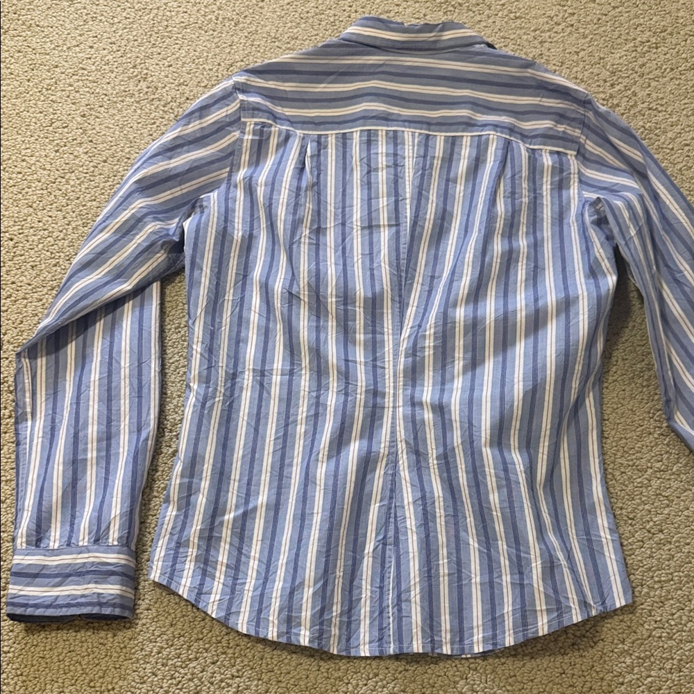 Frank & Eileen Blue and White Striped Men's Button-Down Shirt - Picture 3 of 5